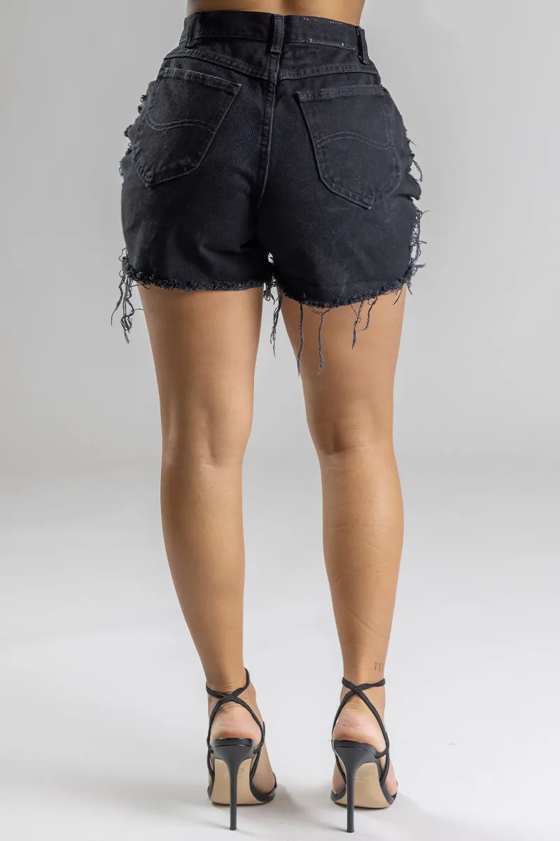 BLK SHREDS SHORTS