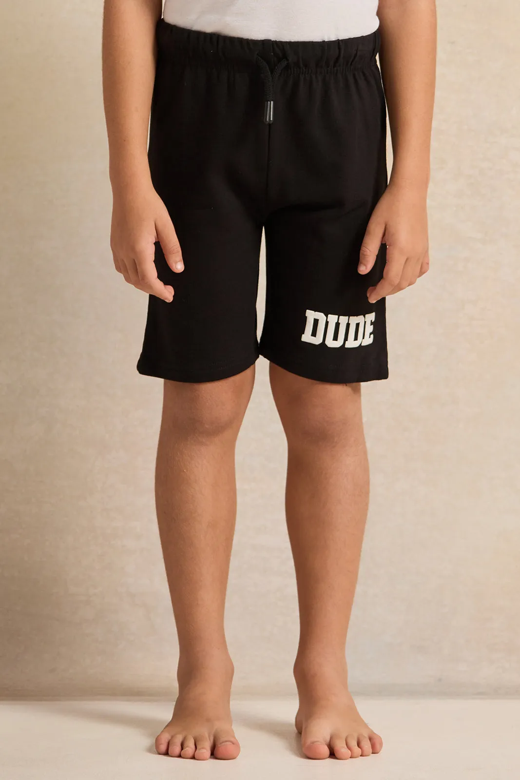 Boys Black And Olive Printed T-Shirt And Shorts Set (2 Piece)