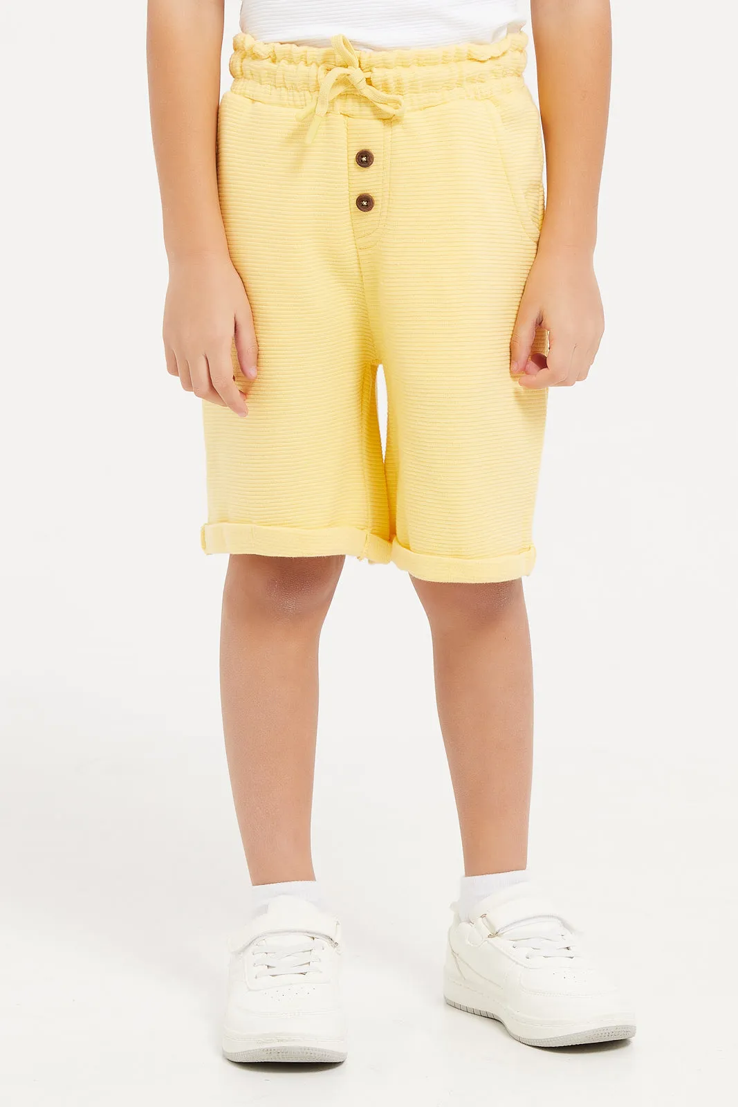 Boys White And Yellow T-Shirt And Short Set (2 Piece)
