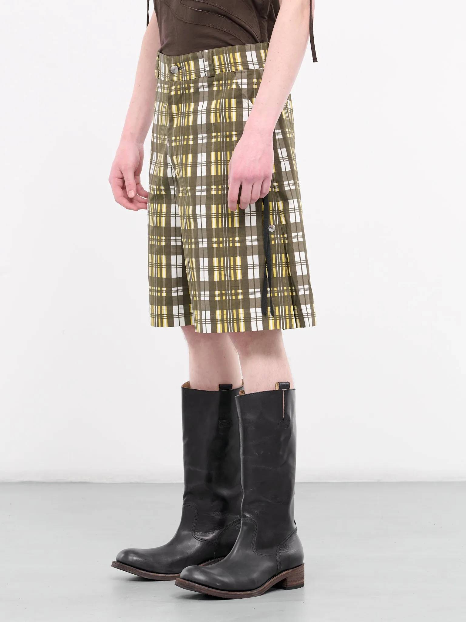 Check A-Line Shorts (ALS-03-H-CHECK-BROWN-YELLOW)