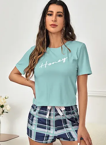 Checked Shorts And T-Shirt Pyjama Set