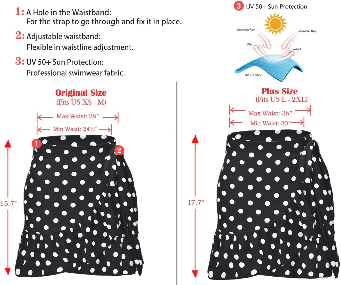 ChinFun Women's Ruffle Sarongs Beach Wrap Cover Up Swimwear Bikini Bottoms High Waisted Tankini Swim Skirts Swimdress