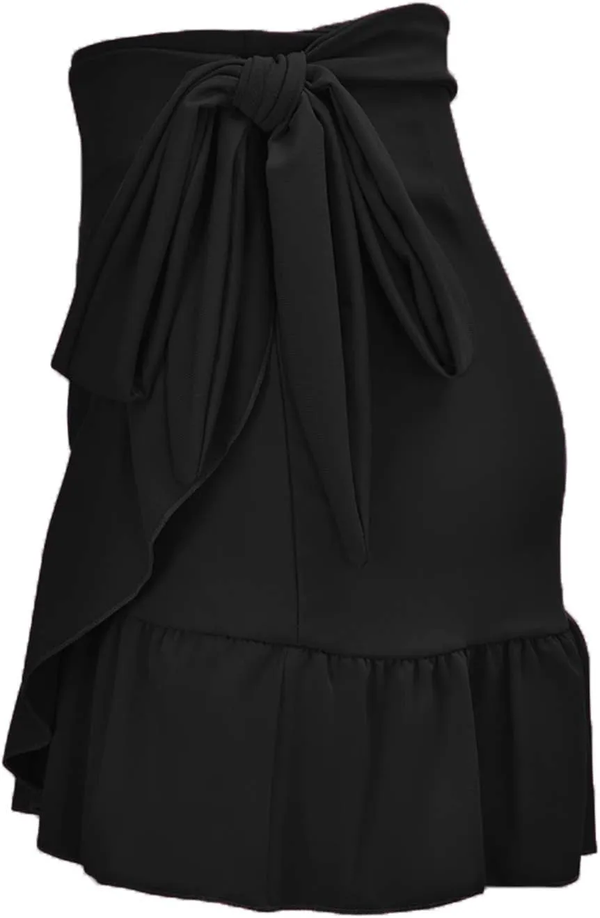 ChinFun Women's Ruffle Sarongs Beach Wrap Cover Up Swimwear Bikini Bottoms High Waisted Tankini Swim Skirts Swimdress