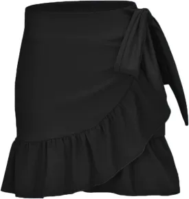 ChinFun Women's Ruffle Sarongs Beach Wrap Cover Up Swimwear Bikini Bottoms High Waisted Tankini Swim Skirts Swimdress