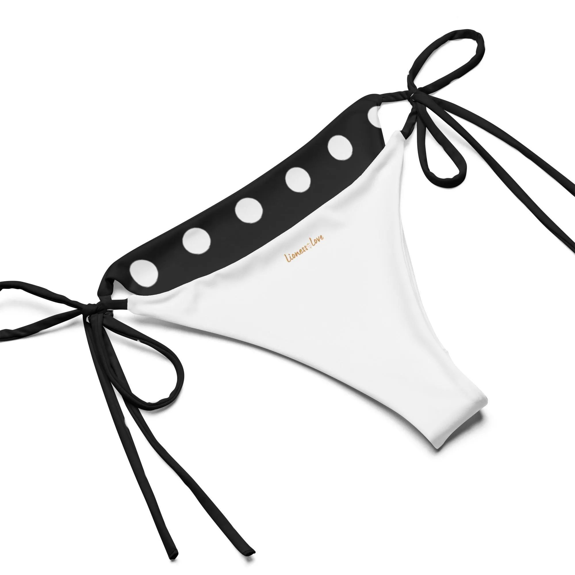 Classic Black and White Polka Dot Timeless String Bikini, lioness-love.com