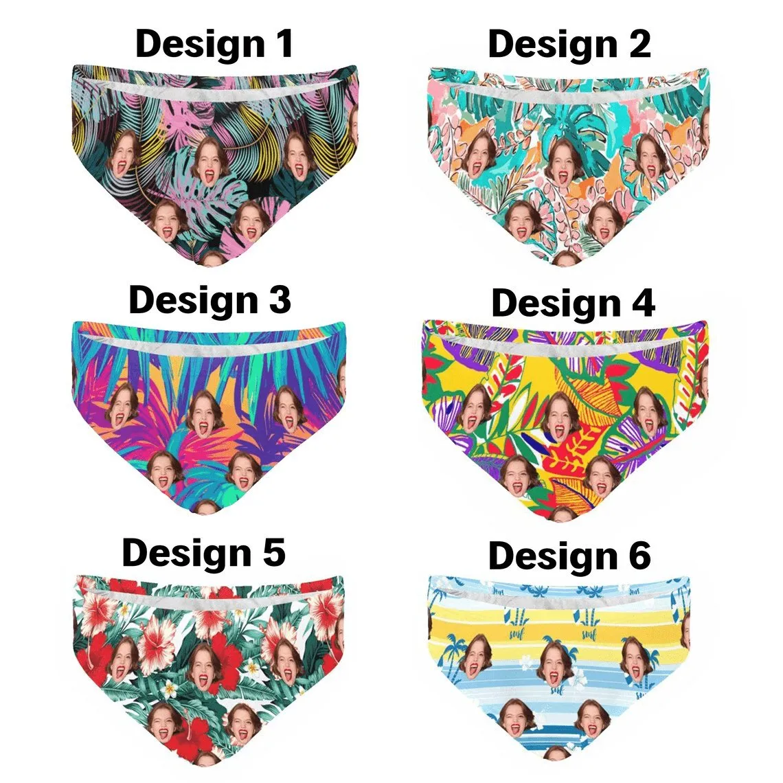 Custom Face Hawaiian Tropical Flowers Men's Triangle Swim Briefs Swim Shorts for Swimming Water Sports