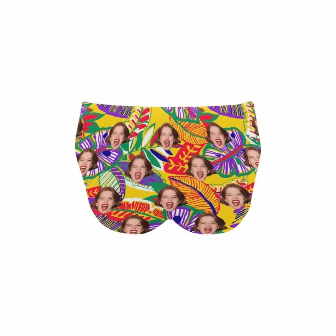 Custom Face Hawaiian Tropical Flowers Men's Triangle Swim Briefs Swim Shorts for Swimming Water Sports