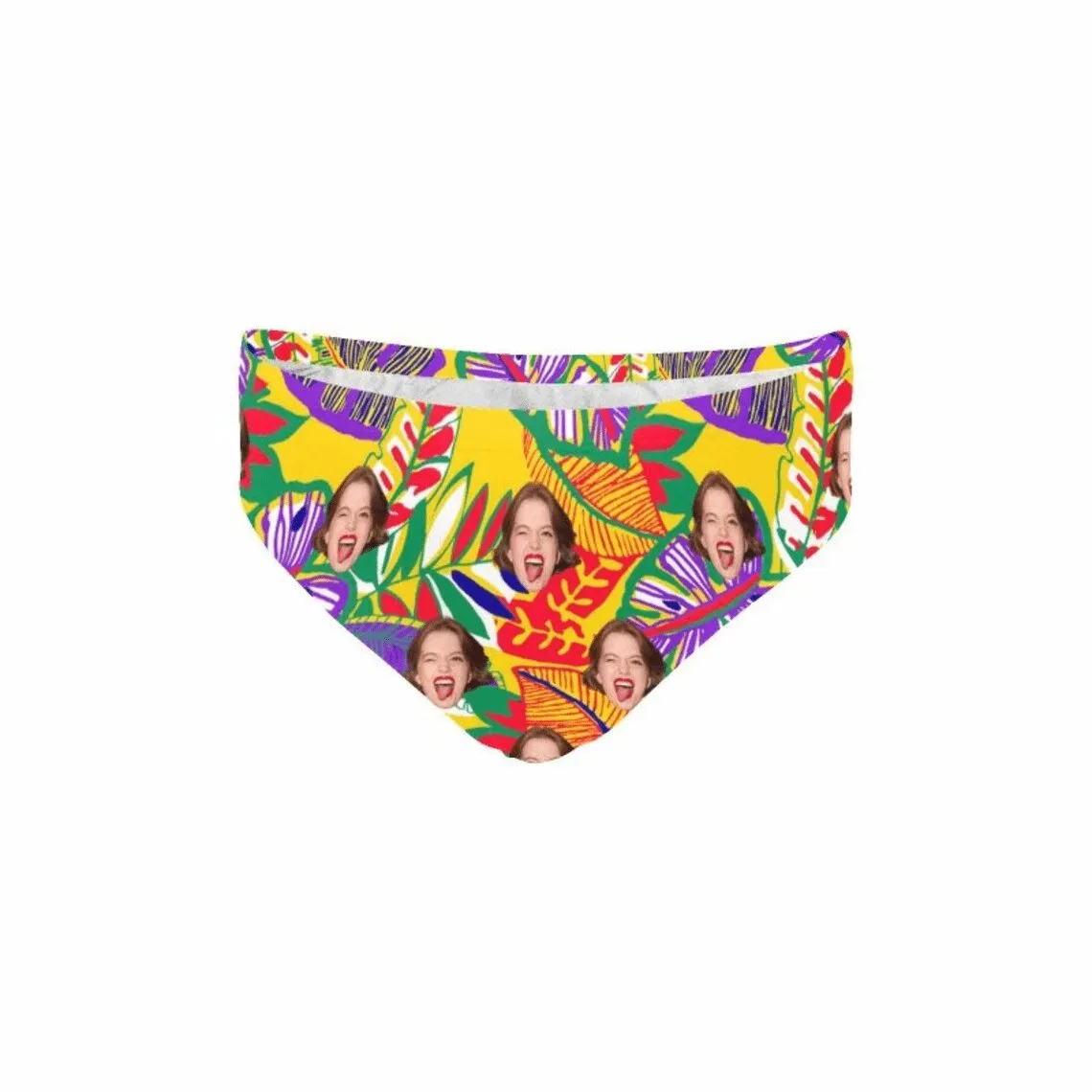 Custom Face Hawaiian Tropical Flowers Men's Triangle Swim Briefs Swim Shorts for Swimming Water Sports