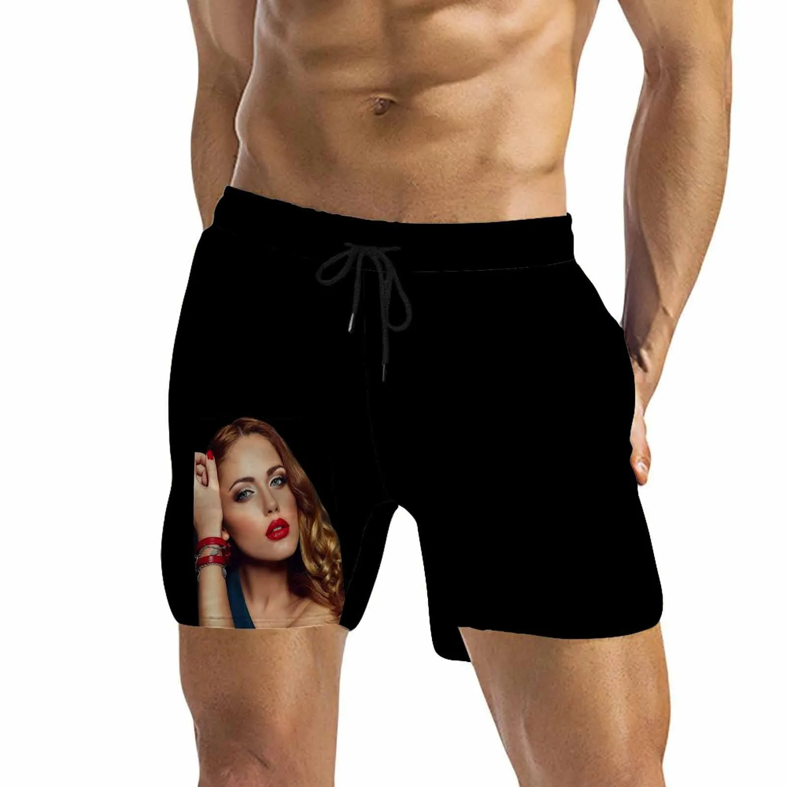 Custom Face Swimming Trunks Don't Touch This Is Mine Men's Quick Dry Swim Shorts with Photo for Boyfriend