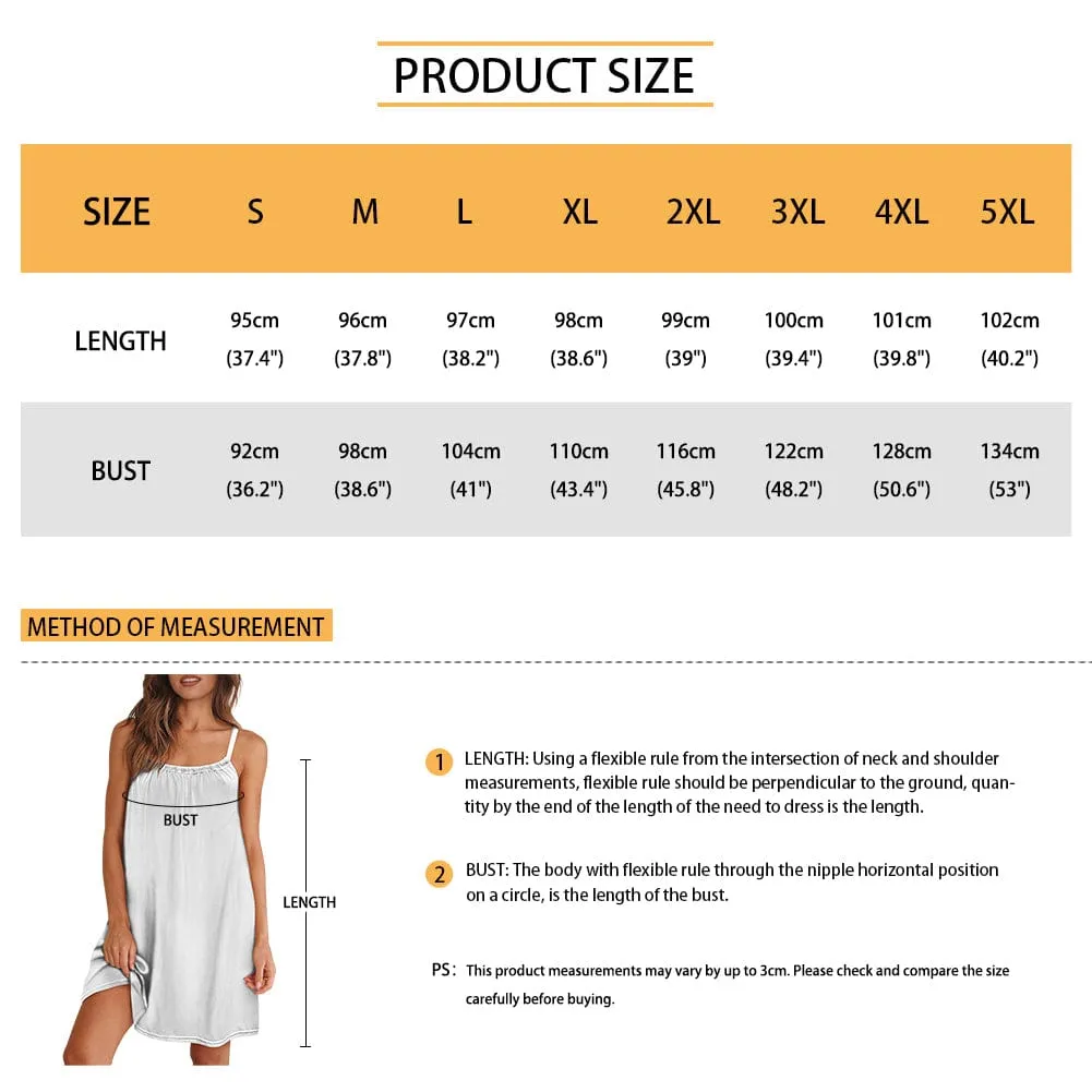 Custom Face Women's Bule Suspender Nightdress Nightgown Sleep Dress