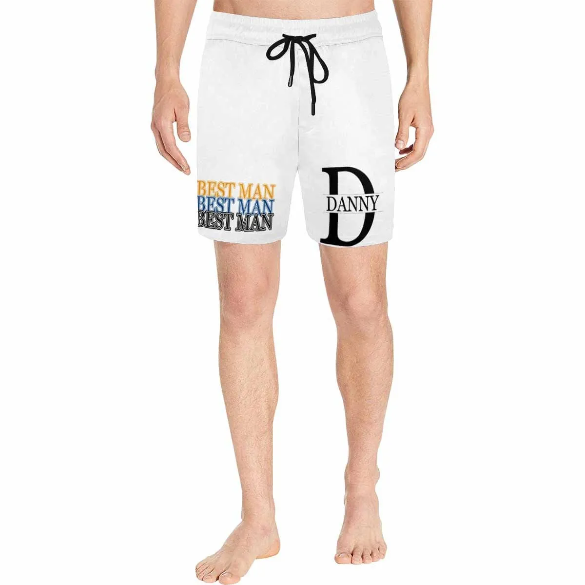 Custom Name Swimming Trunks White Best Man Men's Quick Dry Swim Shorts Personalized Swim Trunks