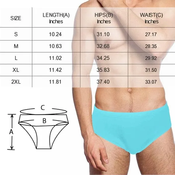 Custom Photo & Name Triangle Swim Briefs Print Funny Cock Men's Swim Shorts for Swimming Water Sports