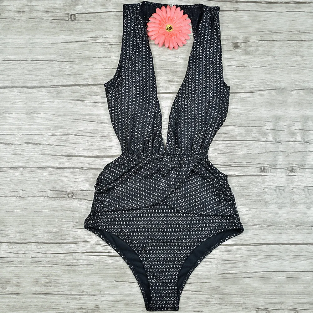 DEEP V BACKLESS ONE PIECE