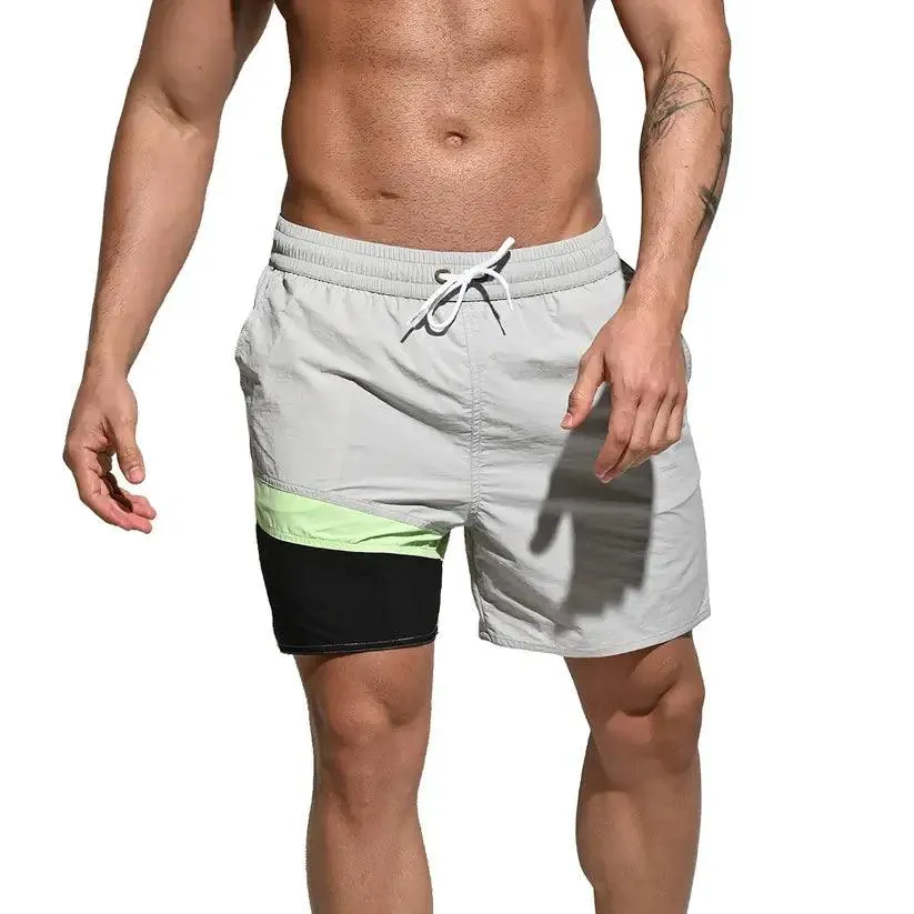 Desmiit Men's Quick-Dry Blue Board Shorts | Stylish Asymmetrical Beach Swimwear