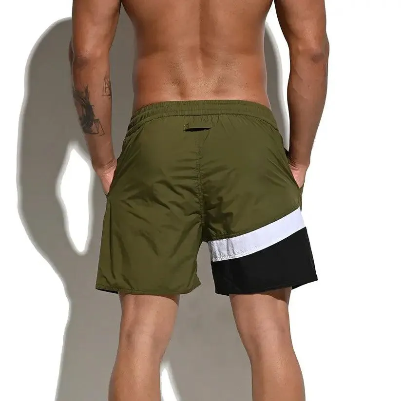 Desmiit Men's Quick-Dry Blue Board Shorts | Stylish Asymmetrical Beach Swimwear