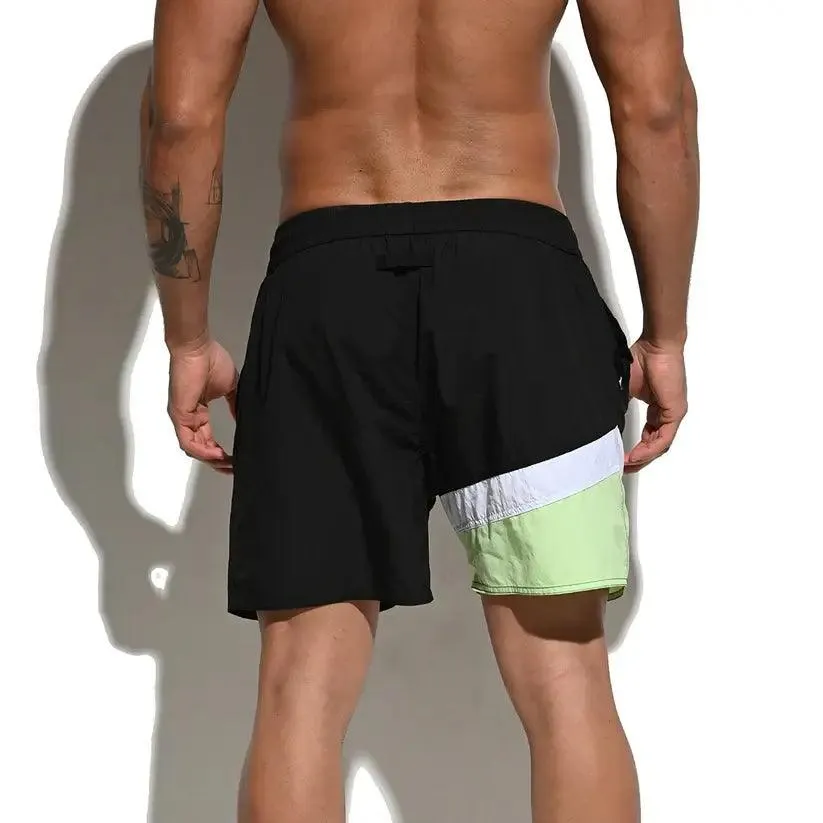 Desmiit Men's Quick-Dry Blue Board Shorts | Stylish Asymmetrical Beach Swimwear