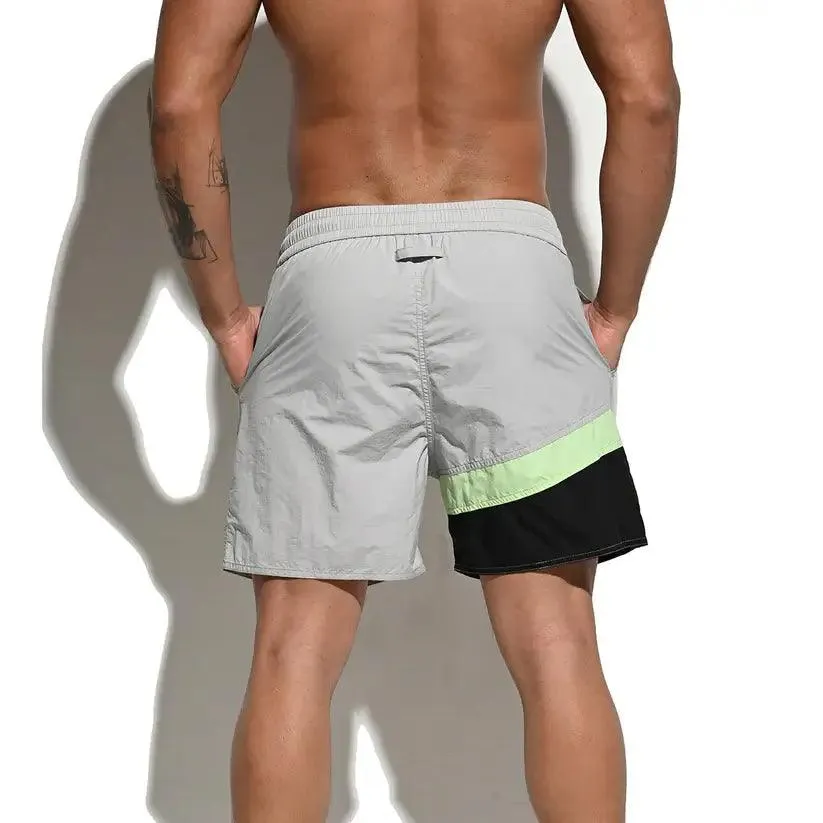 Desmiit Men's Quick-Dry Blue Board Shorts | Stylish Asymmetrical Beach Swimwear