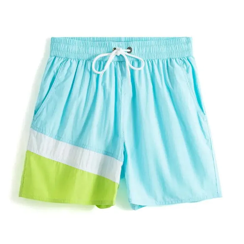 Desmiit Men's Quick-Dry Blue Board Shorts | Stylish Asymmetrical Beach Swimwear
