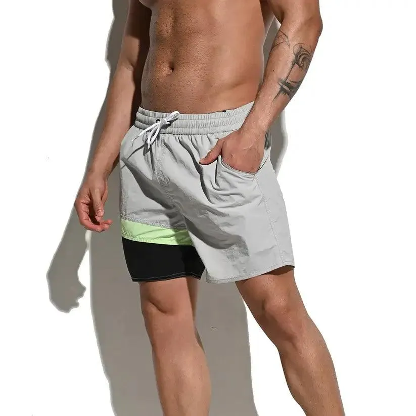 Desmiit Men's Quick-Dry Blue Board Shorts | Stylish Asymmetrical Beach Swimwear
