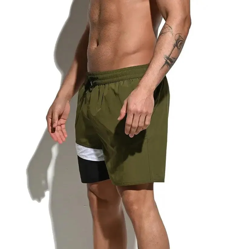 Desmiit Men's Quick-Dry Blue Board Shorts | Stylish Asymmetrical Beach Swimwear