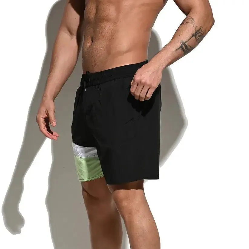 Desmiit Men's Quick-Dry Blue Board Shorts | Stylish Asymmetrical Beach Swimwear