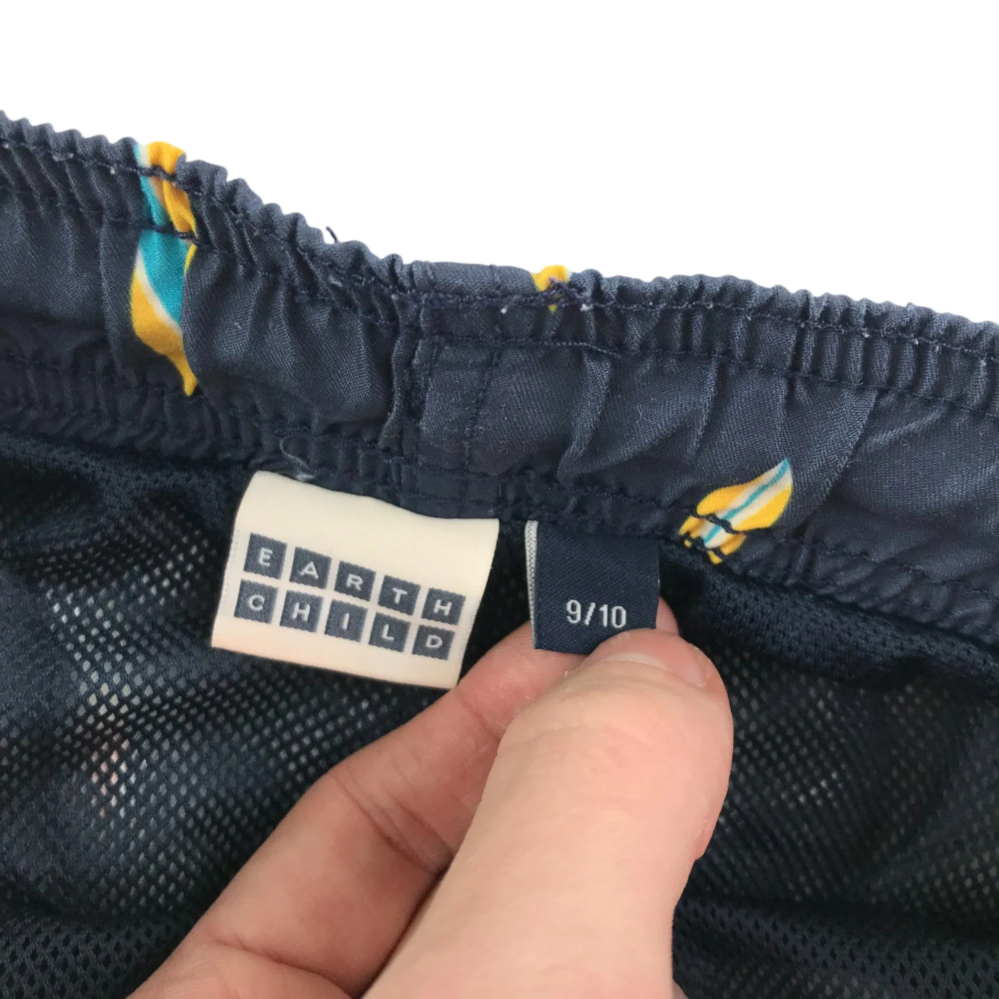 Earthchild swim trunks 9-10 years navy blue surf board print shorts