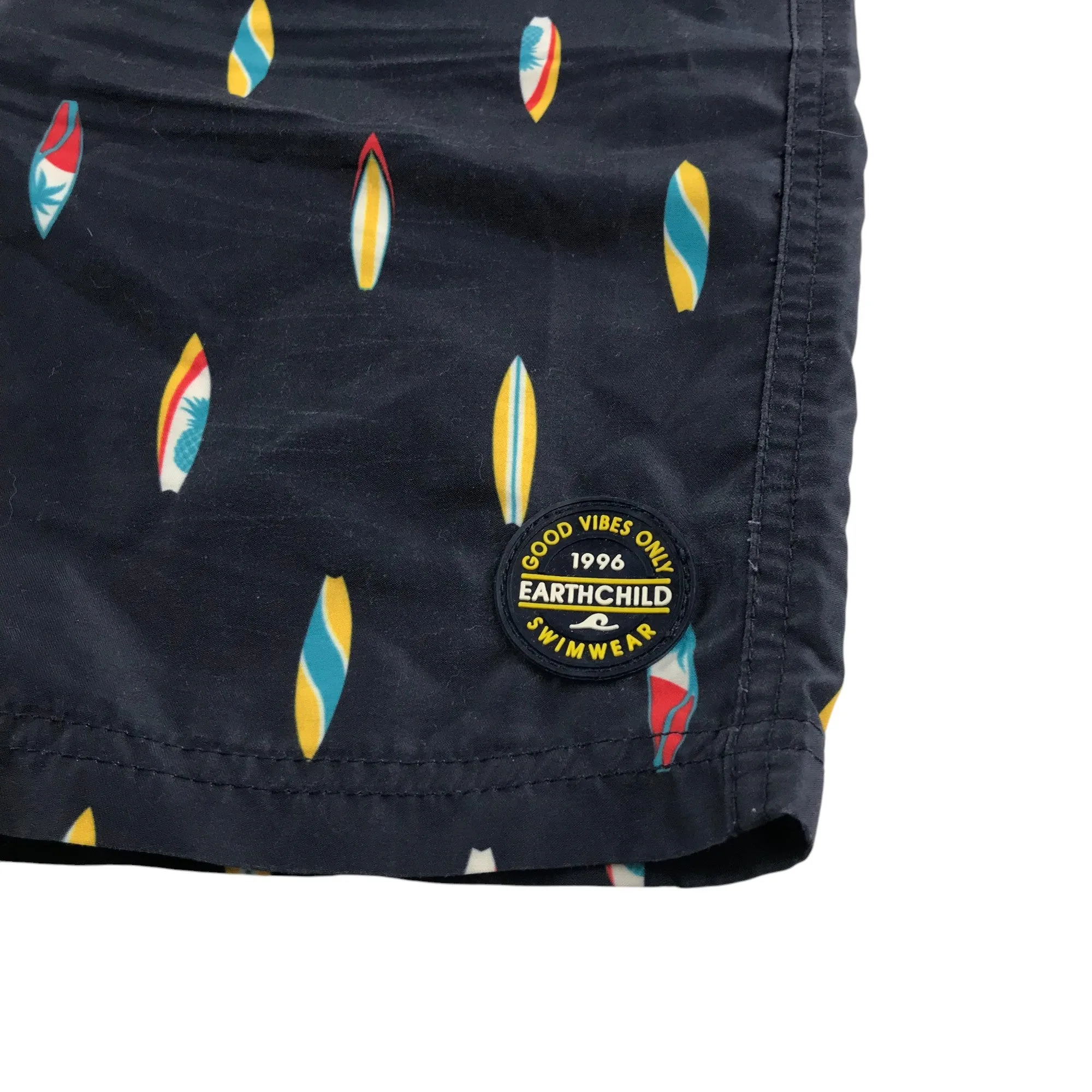 Earthchild swim trunks 9-10 years navy blue surf board print shorts