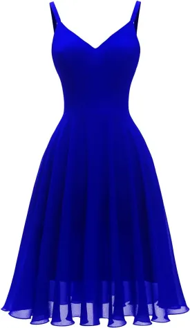 Ellames Women's 2024 Summer Dress Spaghetti Strap Cocktail Swing Beach Dresses V Neck Sundress