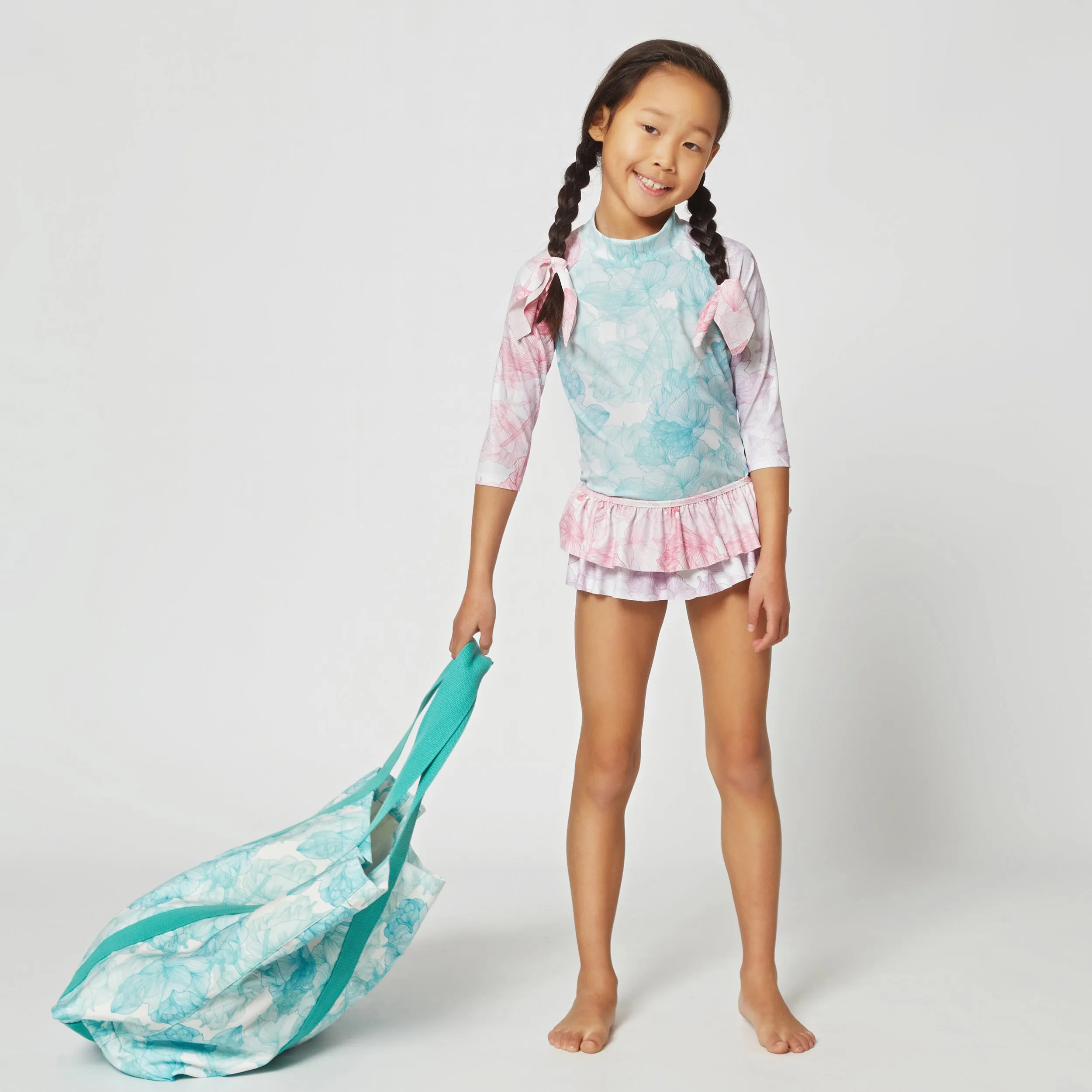 GIRL'S SWIM SKIRT RUFFLED MIXED FLOWERS