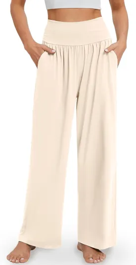 Gracyoga Wide Leg Yoga Pants for Women Casual Loose Cozy Sweatpants High Waisted Lounge Pajama Flowy Pants With Pockets