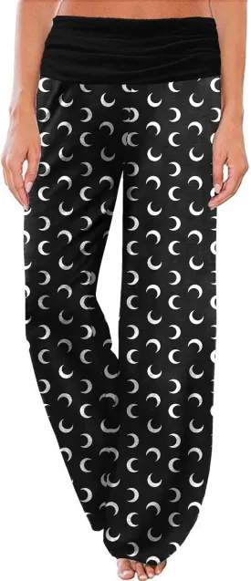 Gracyoga Women's Comfy Pajama Pants Wide Leg Lounge Palazzo Yoga Pants Stretch Casual Floral Print Fold Waist Pants