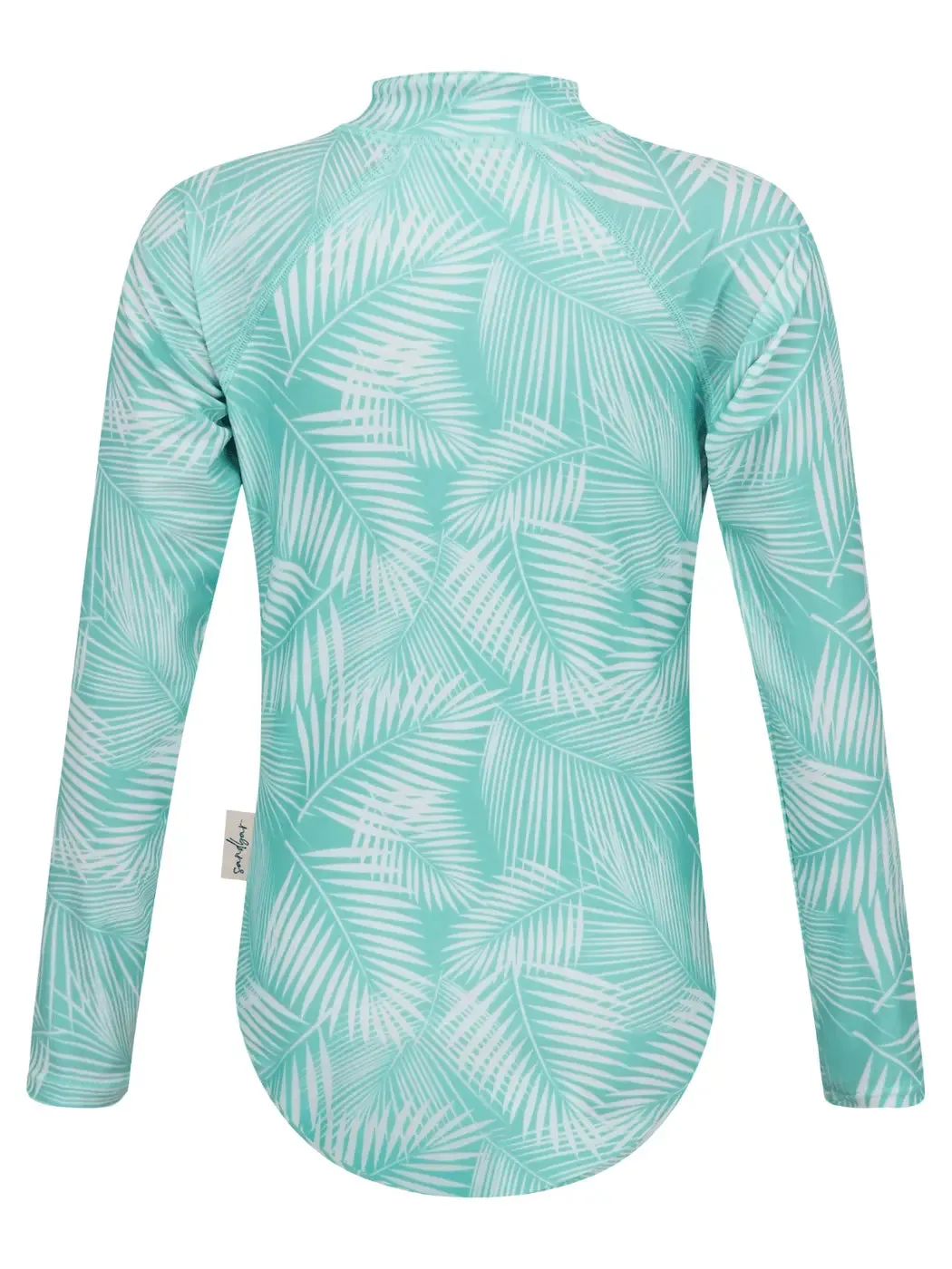 Green Fern Long Sleeved Girls Swimsuit