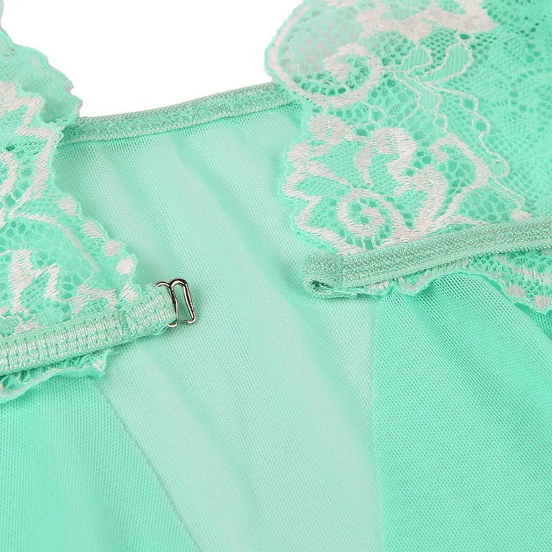 Lace Stitching See-through Plus Size Sleepwear