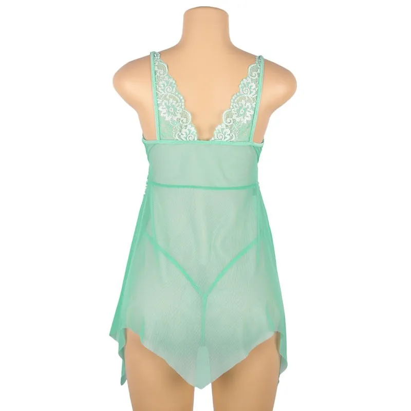Lace Stitching See-through Plus Size Sleepwear