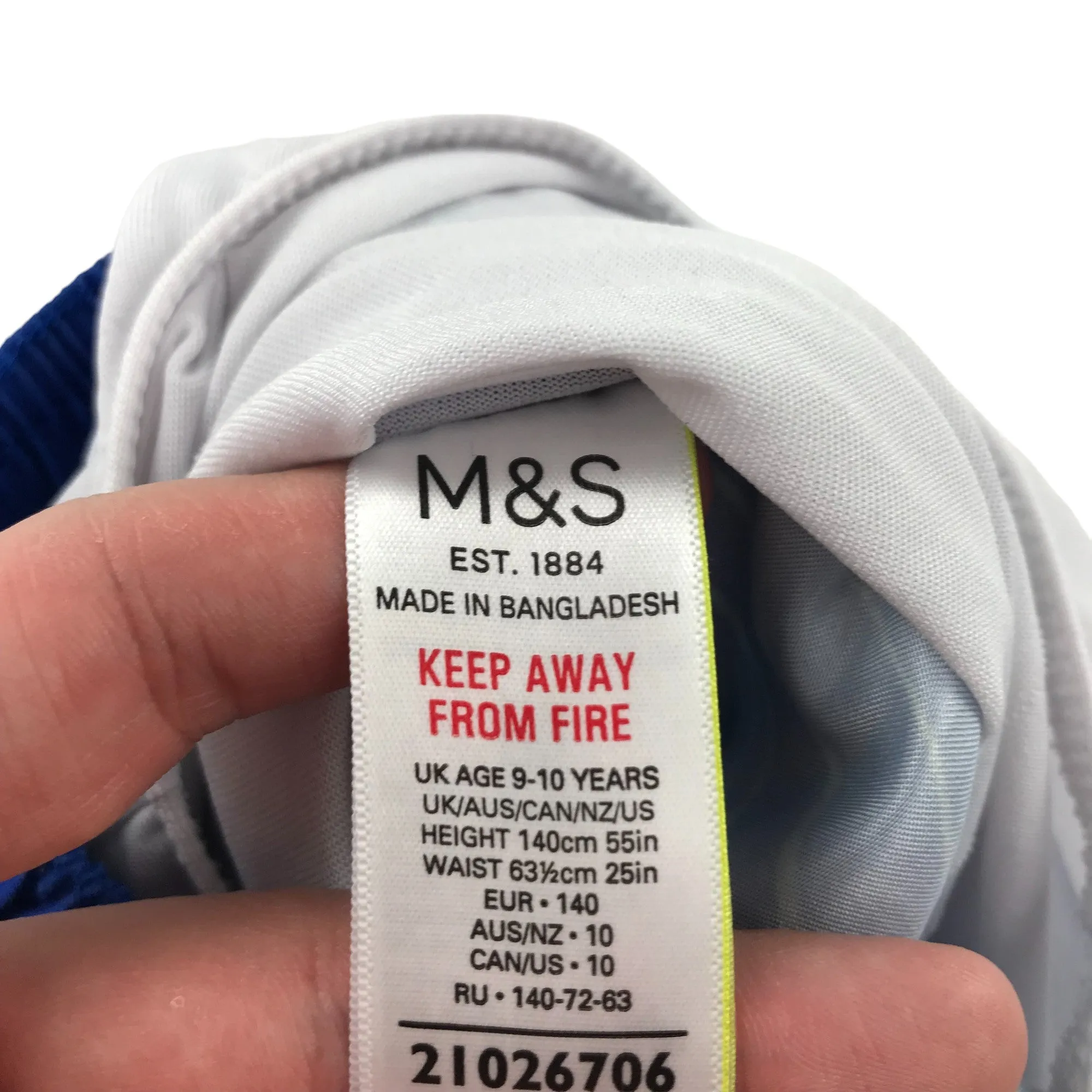 M&S Swim Trunks Age 9 Blue Navy Pink Graphic Print Shorts