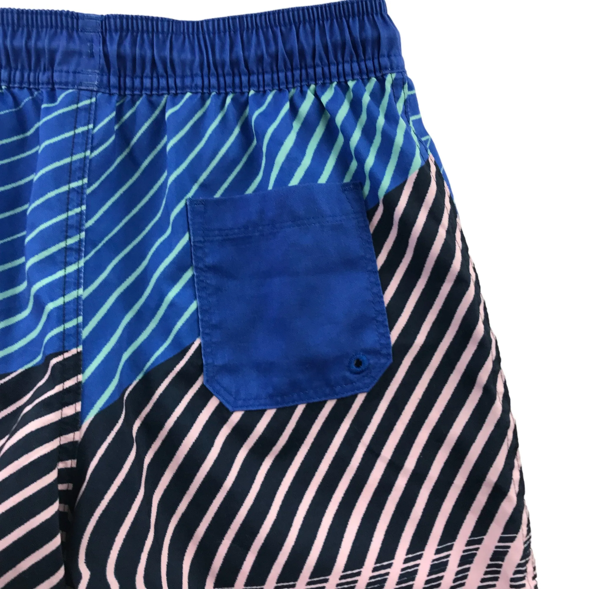 M&S Swim Trunks Age 9 Blue Navy Pink Graphic Print Shorts