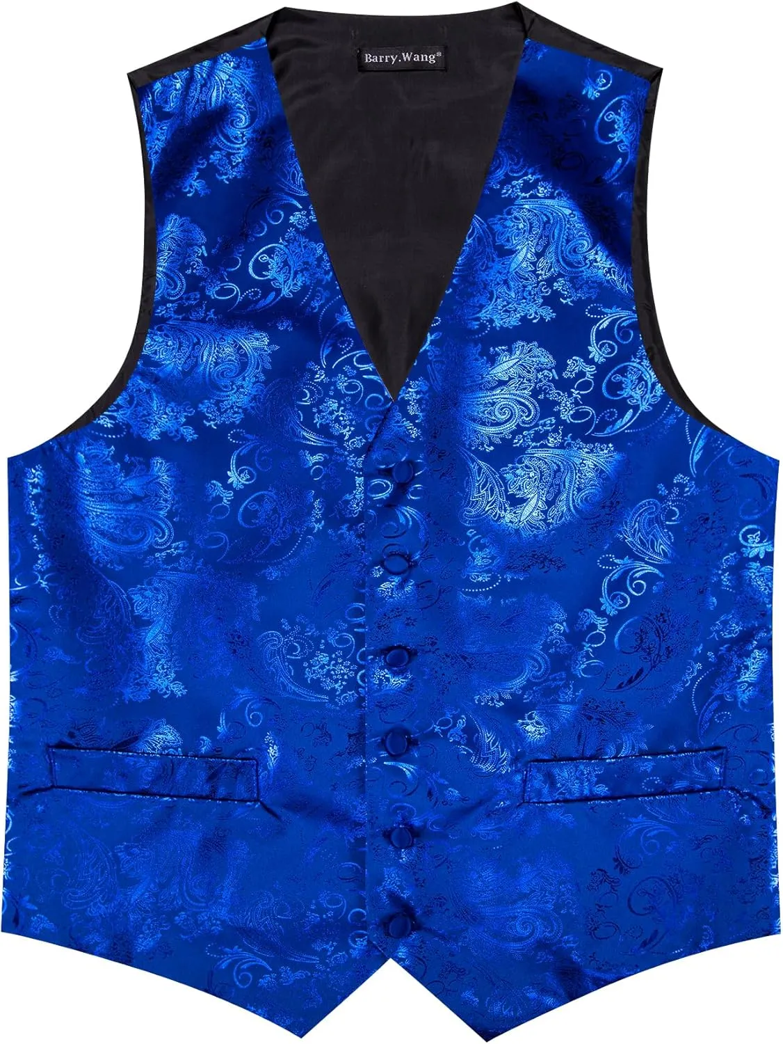 Mens Vest Tie Set Shiny Paisley V-neck Floral Waistcoat Necktie Hanky Pin Clip Cufflinks Tuxedo Casual Disco Party