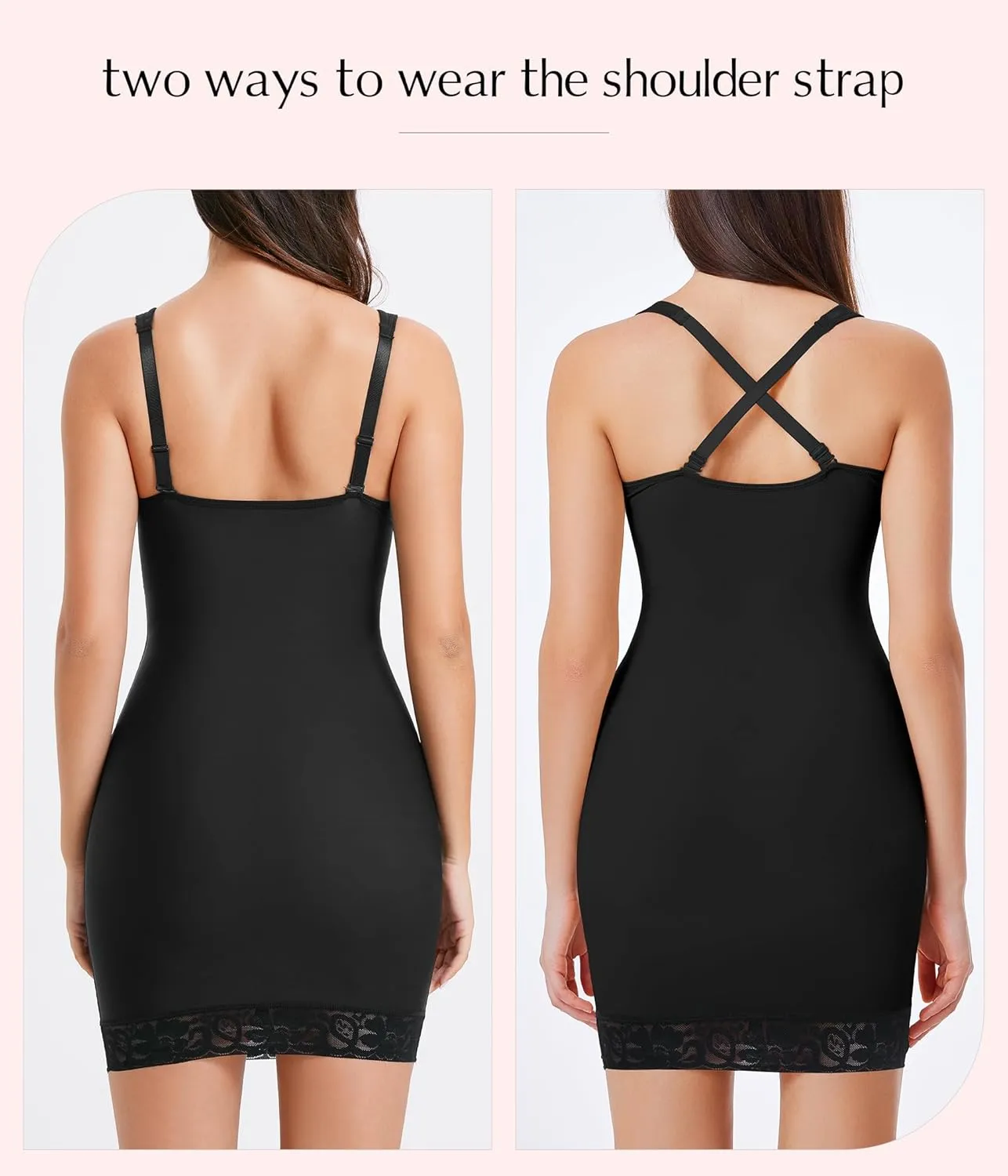 MERYOSZ Body Shaper Dress for Women Shapewear Tummy Control Full Slip Under Dress V Neck Spaghetti Straps Lingerie