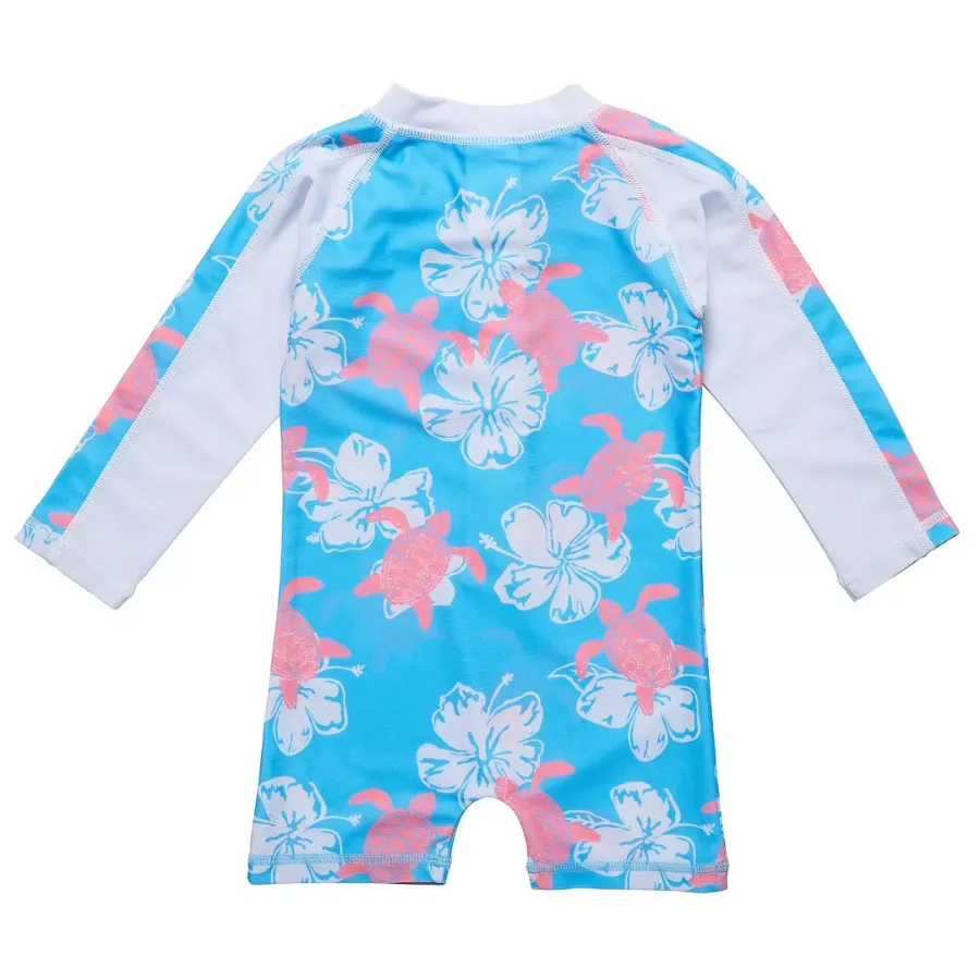 Moki Sea Long Sleeve Sustainable Sunsuit MS7006L - Turtle White