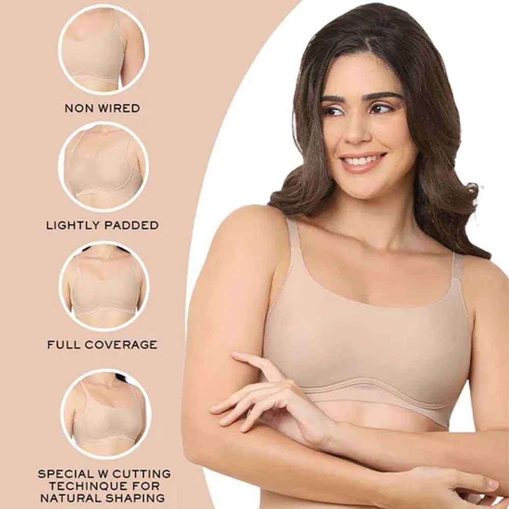 New Normal Padded Non-wired  Full  Cup Everyday Wear Full coverage T-Shirt Bra - Beige