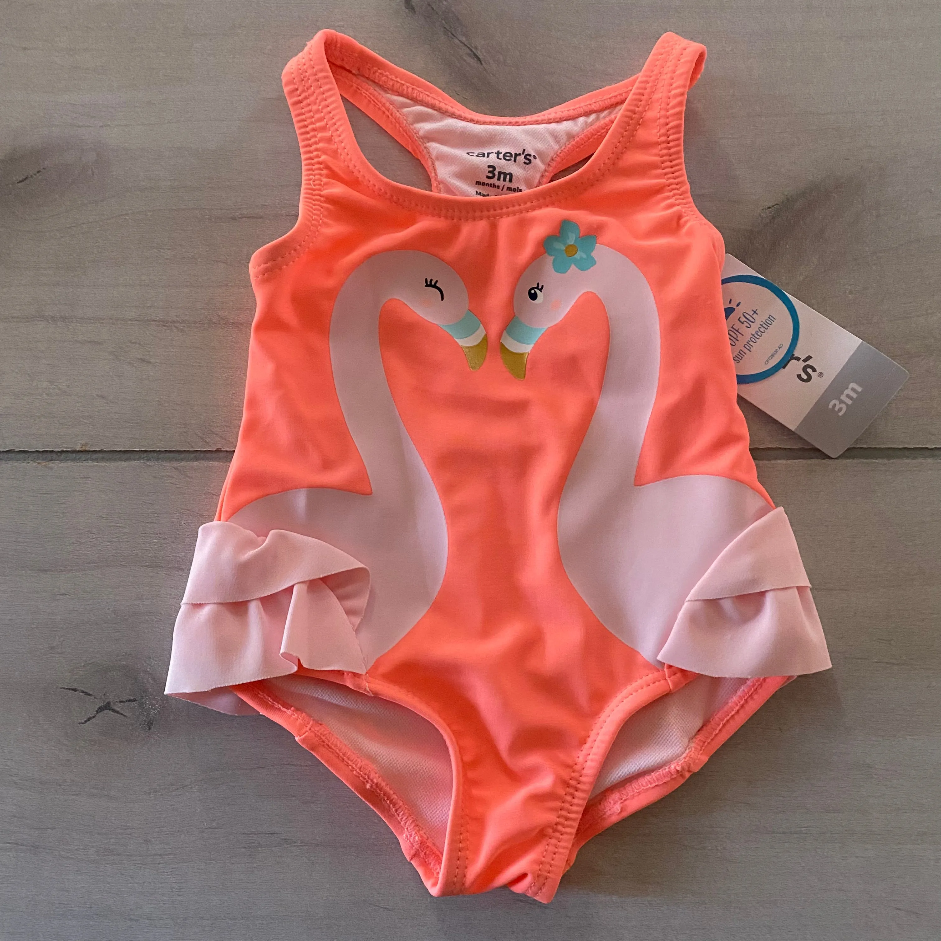 NWT Carter's Orange Swan Swimsuit