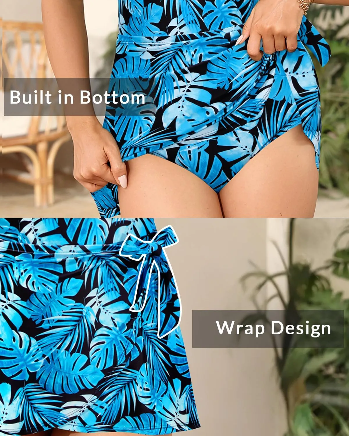 One Piece Swimdress for Women - Tummy Control Swimsuit with Skirt 2025 Wrap Tie Side Bathing Suit Dress