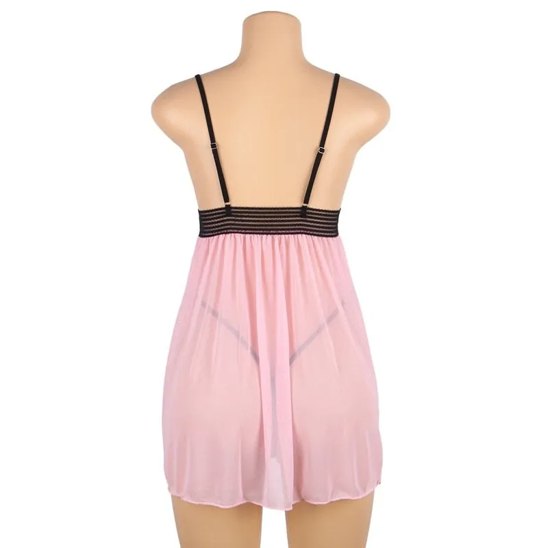 Plus Size Lace Embroidery Suspender Nightdress