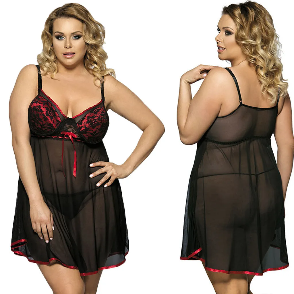Plus Size Sexy Lingerie  Sexy Suspender Skirt Pajamas Nightdress Sexy Lingerie