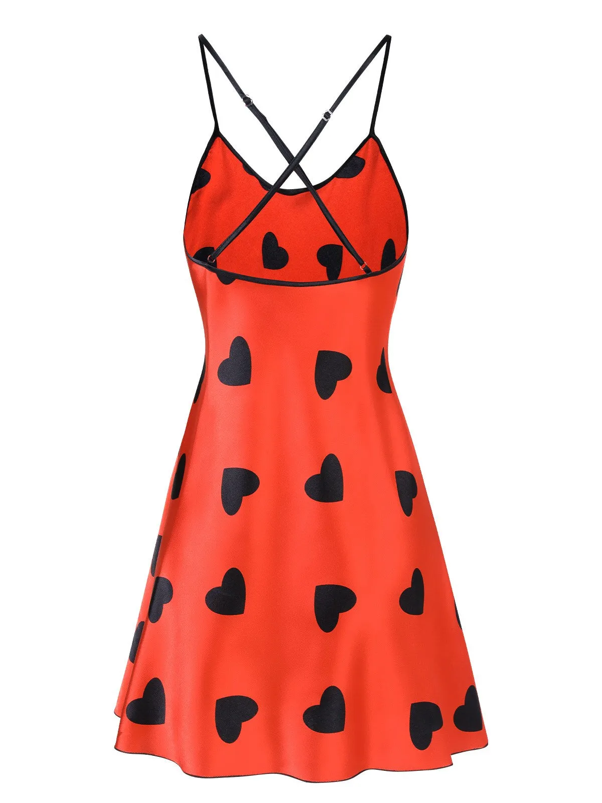 Red 1950s Heart Suspender Sleepwear