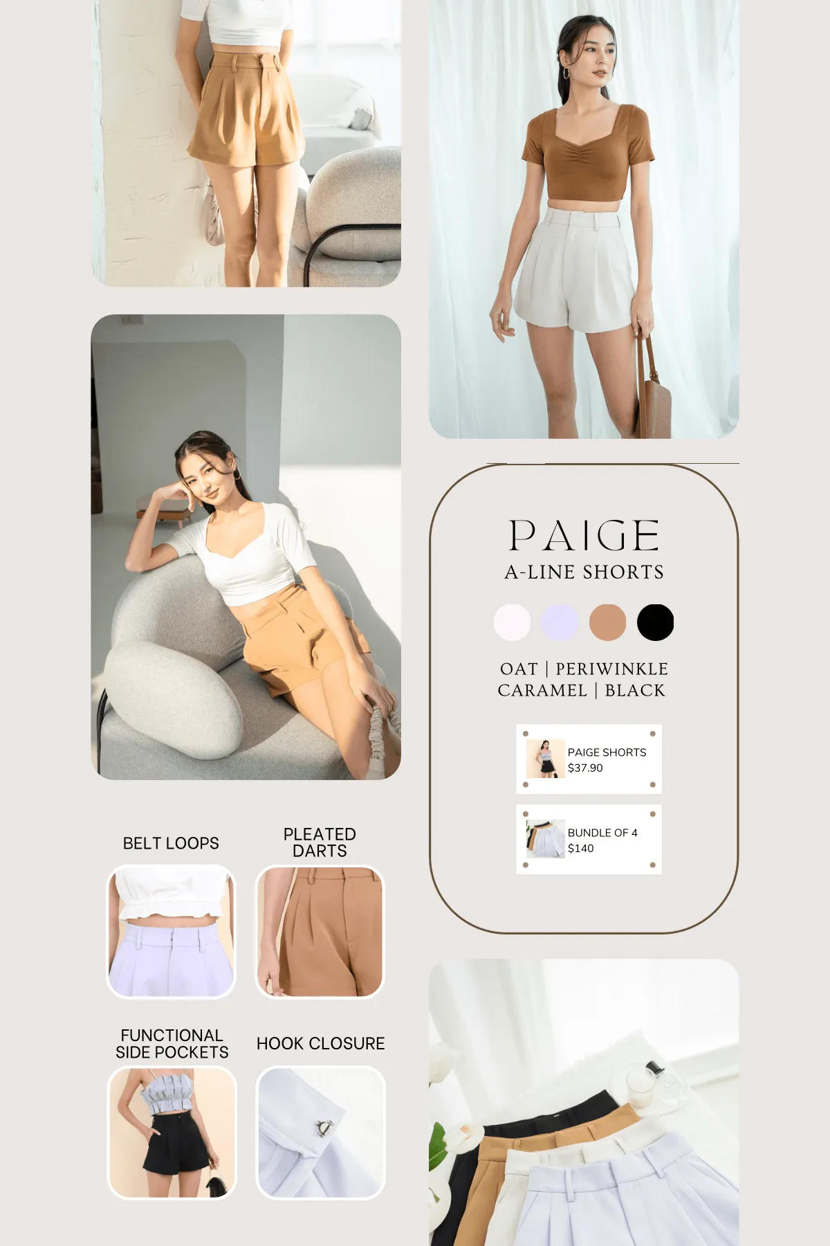 RESTOCKED** PAIGE A-LINE SHORTS IN OAT