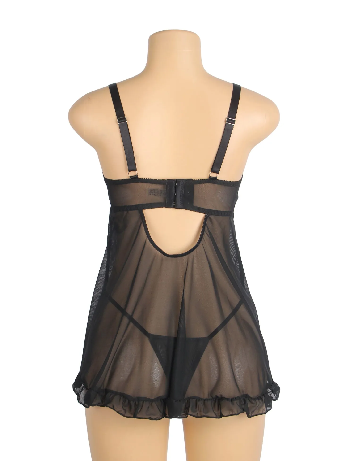 Sexy Egypt Mesh Embroidery Lace Lift Bra Suspender Nightdress