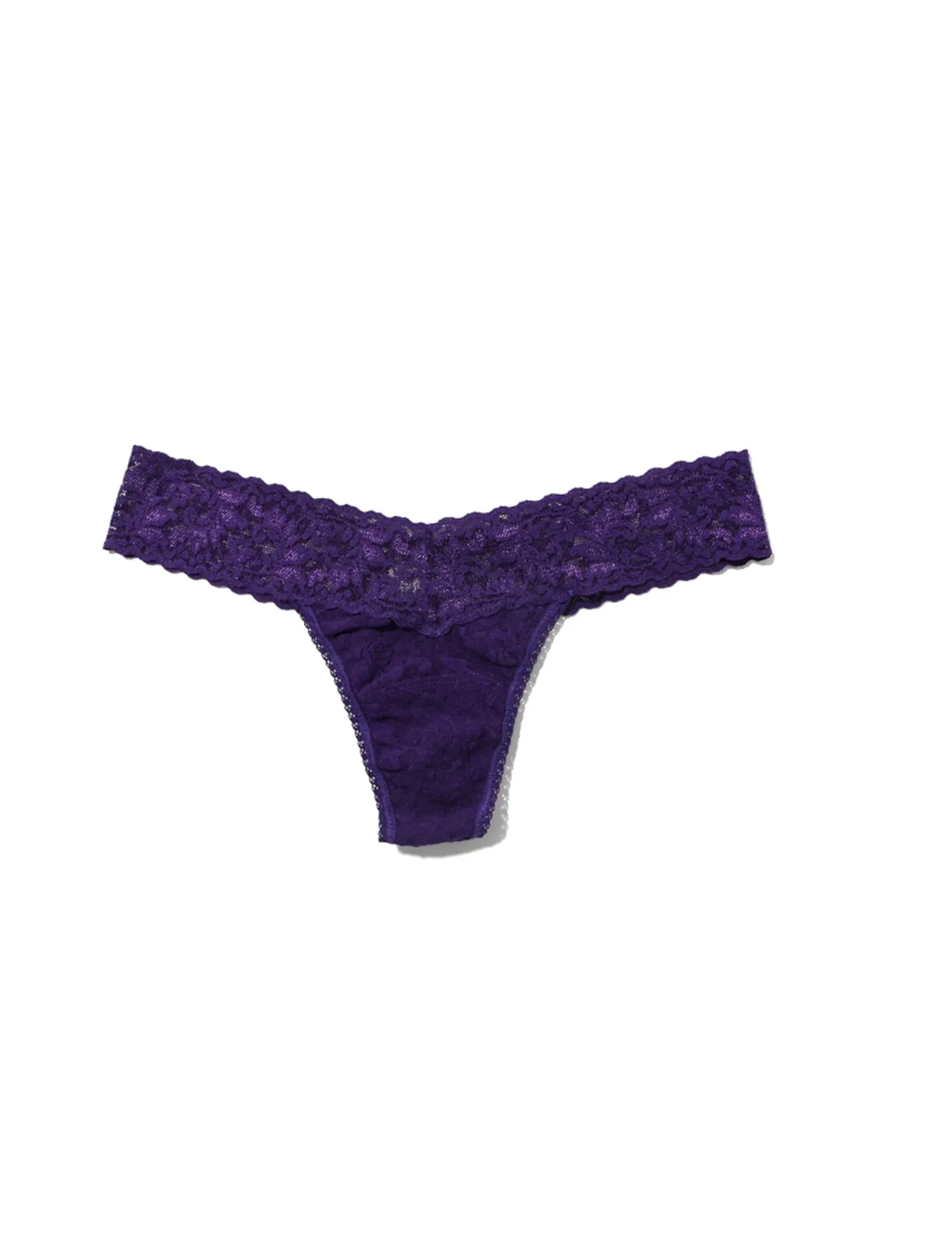 Signature Lace Low Rise Thong,  Snow Day Purple
