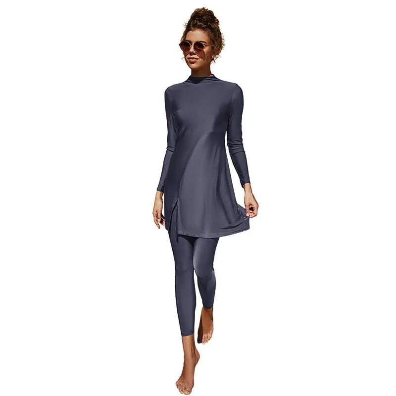 Solid long-sleeved trousers all surround the swimsuit Conservative beach surf sunscreen swimsuit
