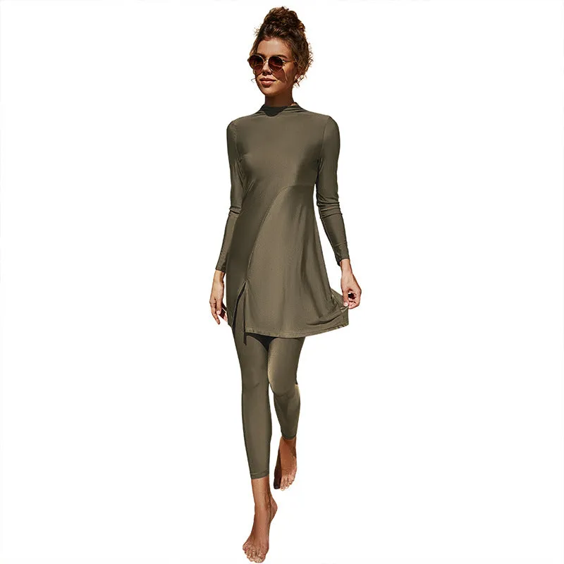 Solid long-sleeved trousers all surround the swimsuit Conservative beach surf sunscreen swimsuit